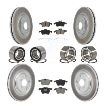 Front Rear Bearing Coat Brake Rotor Pads Kit (10Pc) For 2016 Jaguar XJ Base with AWD 3.0L KBB-130805