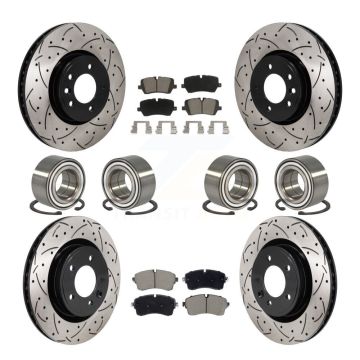 Front Rear Bearing Coated Disc Brake Rotor Pads Kit (10Pc) For Land Rover Discovery Range KBB-130808