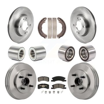 Front Rear Bearings Disc Brake Rotors And Pads Shoes Kit (10Pc) For Mitsubishi Mirage G4 KBB-130823