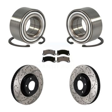 Front Wheel Bearing Drill Slot Brake Rotor Pad Kit For Volkswagen Touareg Porsche Cayenne KBB-130836