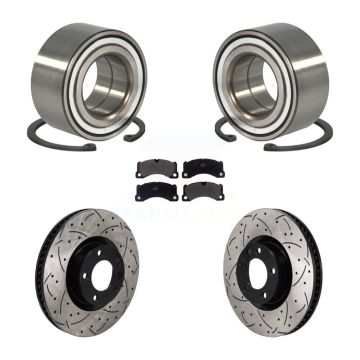 Front Wheel Bearing Drill Slot Brake Rotor Pad Kit For Volkswagen Touareg Porsche Cayenne KBB-130853