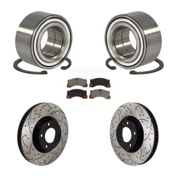 Front Wheel Bearing Drill Slot Brake Rotor Pad Kit For Volkswagen Touareg Porsche Cayenne KBB-130854