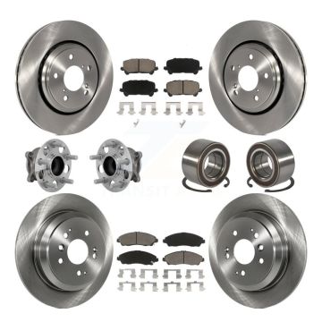 Front Rear Hub Bearing Disc Brake Rotor And Pads Kit (10Pc) For 2016-2022 Honda Pilot FWD KBB-130867