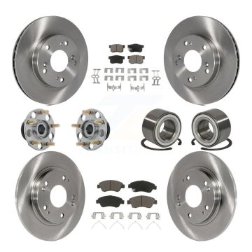 Front Rear Wheel Hub Bearing Disc Brake Rotor And Pad Kit (10Pc) For 2011-2015 Honda CR-Z KBB-130869