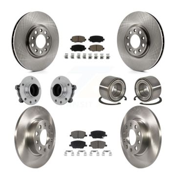 Front Rear Hub Bearings Disc Brake Rotors And Pads Kit (10Pc) For 2016-2018 Fiat 500X FWD KBB-130870