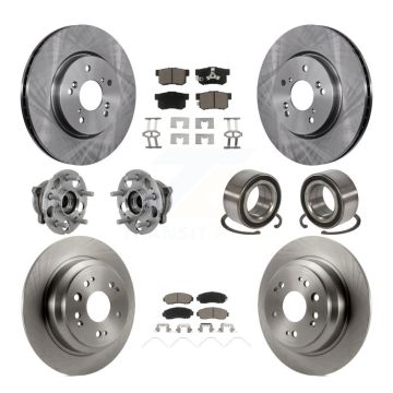 Front Rear Hub Bearing Disc Brake Rotor And Pad Kit (10Pc) For Honda Crosstour Accord AWD KBB-130872