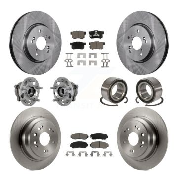 Front Rear Hub Bearing Brake Rotor And Pad Kit (10Pc) For 2010 Honda Accord Crosstour AWD KBB-130873