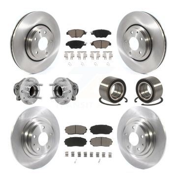 Front Rear Hub Bearing Disc Brake Rotors And Pads Kit (10Pc) For 2016-2018 Mazda CX-9 FWD KBB-130874