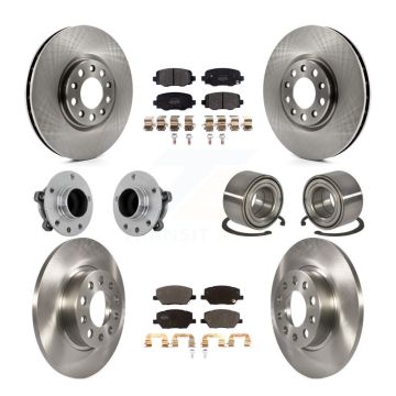 Front Rear Hub Bearings Disc Brake Rotors And Pads Kit (10Pc) For 2016-2018 Fiat 500X FWD KBB-130879