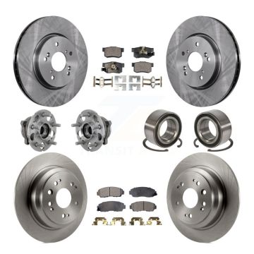 Front Rear Hub Bearing Brake Rotor And Pad Kit (10Pc) For 2010 Honda Accord Crosstour AWD KBB-130883