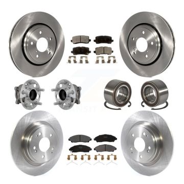 Front Rear Hub Bearings Disc Brake Rotors And Semi-Metallic Pads Kit (10Pc) For Acura MDX KBB-130887