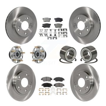 Front Rear Wheel Hub Bearing Disc Brake Rotor And Pad Kit (10Pc) For 2011-2015 Honda CR-Z KBB-130888