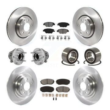 Front Rear Hub Bearing Disc Brake Rotors And Pads Kit (10Pc) For 2016-2018 Mazda CX-9 FWD KBB-130889