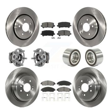 Front Rear Hub Bearing Disc Brake Rotor Pads Kit (10Pc) For 2017-2019 Honda Ridgeline AWD KBB-130891