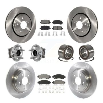 Front Rear Hub Bearings Disc Brake Rotors And Semi-Metallic Pads Kit (10Pc) For Acura MDX KBB-130892