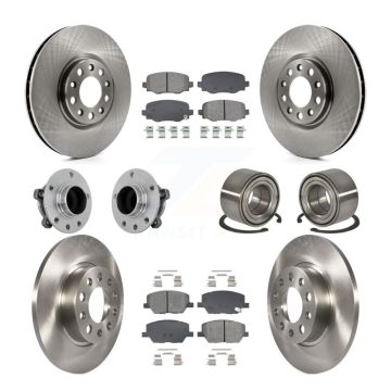 Front Rear Hub Bearings Disc Brake Rotors And Pads Kit (10Pc) For 2016-2018 Fiat 500X FWD KBB-130894