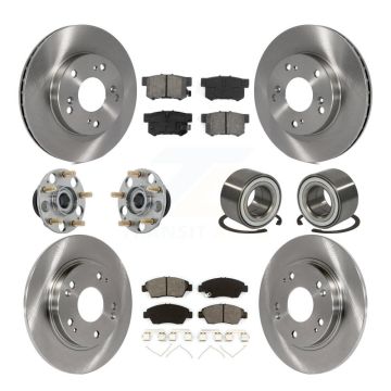 Front Rear Wheel Hub Bearing Disc Brake Rotor And Pad Kit (10Pc) For 2011-2015 Honda CR-Z KBB-130896