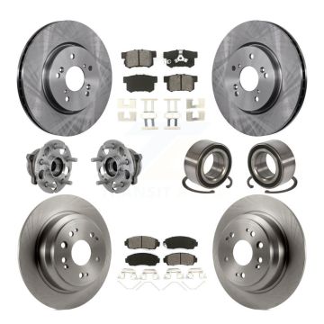 Front Rear Hub Bearing Disc Brake Rotor And Pad Kit (10Pc) For Honda Crosstour Accord AWD KBB-130897