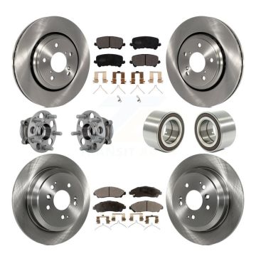 Front Rear Hub Bearing Disc Brake Rotor Pads Kit (10Pc) For 2017-2019 Honda Ridgeline AWD KBB-130901