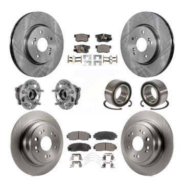 Front Rear Hub Bearing Disc Brake Rotor And Pad Kit (10Pc) For Honda Crosstour Accord AWD KBB-130903