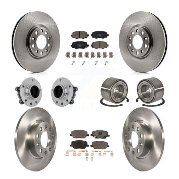 Front Rear Hub Bearings Disc Brake Rotors And Pads Kit (10Pc) For 2016-2018 Fiat 500X FWD KBB-130910