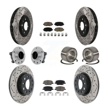 Front Rear Hub Bearing Coated Disc Brake Rotor Pad Kit (10Pc) For 2016-2018 Fiat 500X FWD KBB-130911