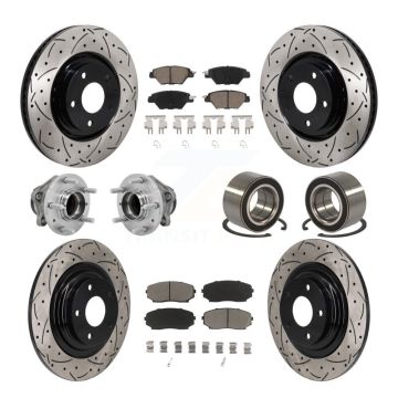 Front Rear Hub Bearing Coated Brake Rotor And Pad Kit (10Pc) For 2016-2018 Mazda CX-9 FWD KBB-130913
