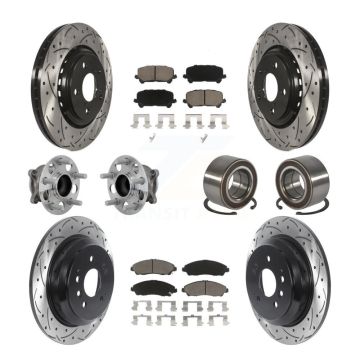 Front Rear Hub Bearing Coated Brake Rotor & Pads Kit (10Pc) For 2016-2022 Honda Pilot FWD KBB-130914