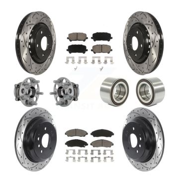 Front Rear Hub Bearing Coat Brake Rotor Pads Kit (10Pc) For 2017-2019 Honda Ridgeline AWD KBB-130915