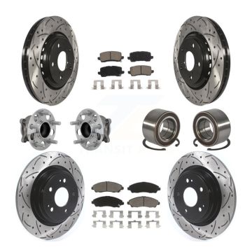 Front Rear Hub Bearing Coated Disc Brake Rotors And Ceramic Pads Kit (10Pc) For Acura MDX KBB-130916