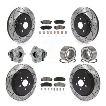Front Rear Hub Bearing Coated Disc Brake Rotor & Pads Kit (10Pc) For 2016 Lexus RX350 FWD KBB-130918