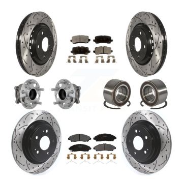 Front Rear Hub Bearing Assembly Coated Disc Brake Rotor And Pads Kit (10Pc) For Acura MDX KBB-130919