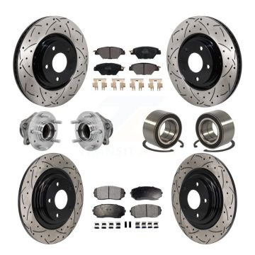 Front Rear Hub Bearing Coated Brake Rotor And Pad Kit (10Pc) For 2016-2018 Mazda CX-9 FWD KBB-130922