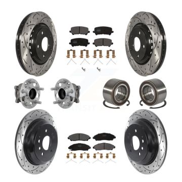 Front Rear Hub Bearing Coated Brake Rotor & Pads Kit (10Pc) For 2016-2022 Honda Pilot FWD KBB-130923