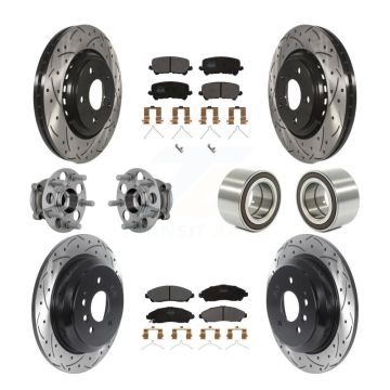 Front Rear Hub Bearing Coat Brake Rotor Pads Kit (10Pc) For 2017-2019 Honda Ridgeline AWD KBB-130924