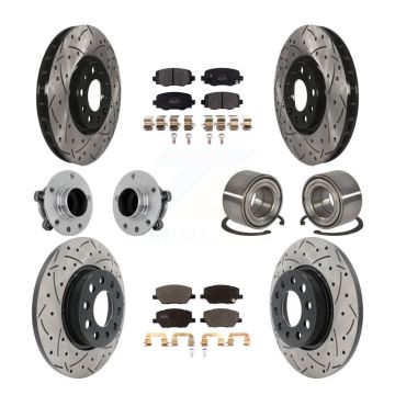 Front Rear Hub Bearing Coated Disc Brake Rotor Pad Kit (10Pc) For 2016-2018 Fiat 500X FWD KBB-130925