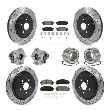 Front Rear Hub Bearing Coated Disc Brake Rotor & Pads Kit (10Pc) For 2016 Lexus RX350 FWD KBB-130927