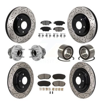 Front Rear Hub Bearing Coated Brake Rotor And Pad Kit (10Pc) For 2016-2018 Mazda CX-9 FWD KBB-130928