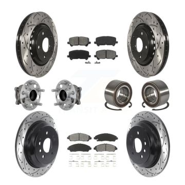 Front Rear Hub Bearing Coated Brake Rotor & Pads Kit (10Pc) For 2016-2022 Honda Pilot FWD KBB-130930