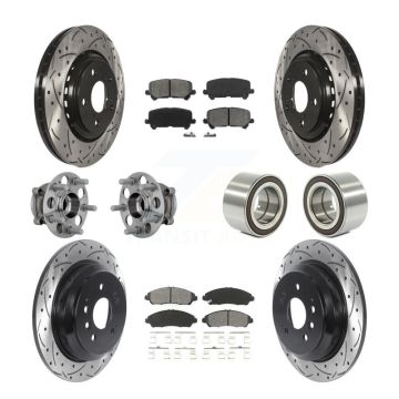 Front Rear Hub Bearing Coat Brake Rotor Pads Kit (10Pc) For 2017-2019 Honda Ridgeline AWD KBB-130931