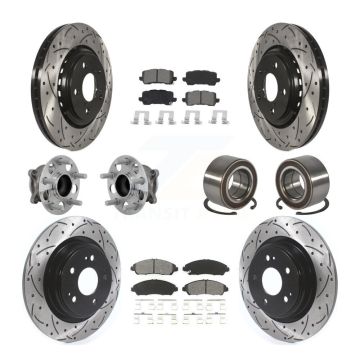 Front Rear Hub Bearing Assembly Coated Disc Brake Rotor And Pads Kit (10Pc) For Acura MDX KBB-130934