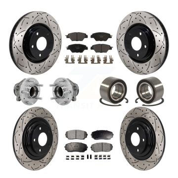 Front Rear Hub Bearing Coated Brake Rotor And Pad Kit (10Pc) For 2016-2018 Mazda CX-9 FWD KBB-130935
