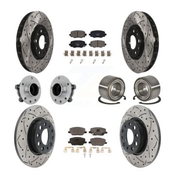 Front Rear Hub Bearing Coated Disc Brake Rotor Pad Kit (10Pc) For 2016-2018 Fiat 500X FWD KBB-130942