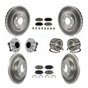 Front Rear Hub Bearing Coated Disc Brake Rotor Pad Kit (10Pc) For 2016-2018 Fiat 500X FWD KBB-130943