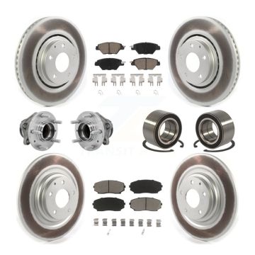 Front Rear Hub Bearing Coated Brake Rotor And Pad Kit (10Pc) For 2016-2018 Mazda CX-9 FWD KBB-130945