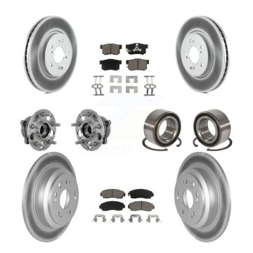 Front Rear Hub Bearing Coat Brake Rotor Pads Kit (10Pc) For 10 Honda Accord Crosstour AWD KBB-130947