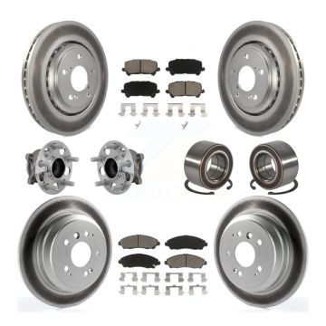 Front Rear Hub Bearing Coated Brake Rotor & Pads Kit (10Pc) For 2016-2022 Honda Pilot FWD KBB-130948