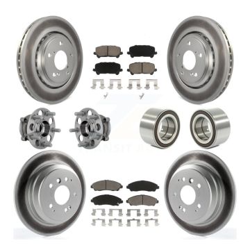 Front Rear Hub Bearing Coat Brake Rotor Pads Kit (10Pc) For 2017-2019 Honda Ridgeline AWD KBB-130949