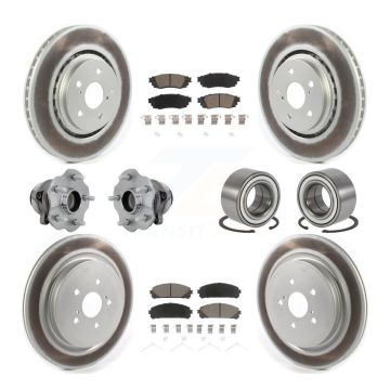 Front Rear Hub Bearing Coated Disc Brake Rotor & Pads Kit (10Pc) For 2016 Lexus RX350 FWD KBB-130952