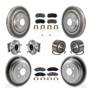 Front Rear Hub Bearing Coated Brake Rotor & Pads Kit (10Pc) For 2016-2022 Honda Pilot FWD KBB-130953